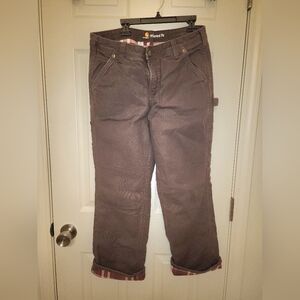 Carhartt Brown Flannel Lined Relaxed Fit Pants